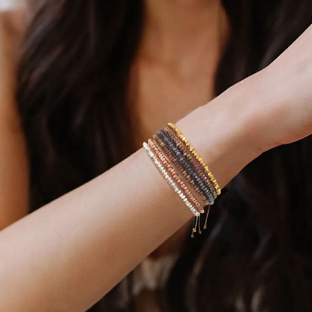 Adjustable Gold Tone Beaded Bracelet Womens Jewelry Teen Gift
